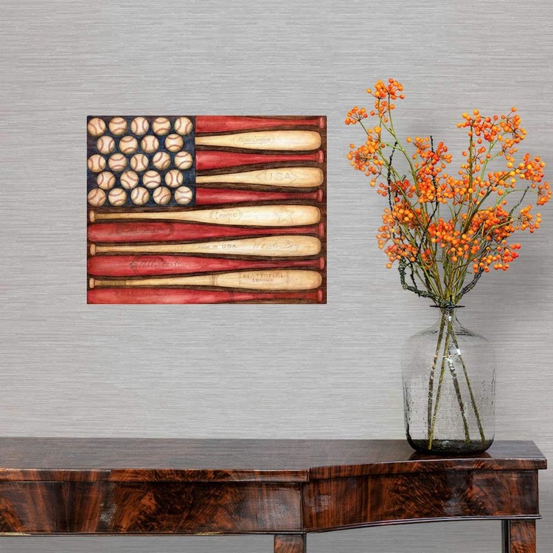 CANVAS ON DEMAND Baseball Flag Wall Decal, Baseball Artwork