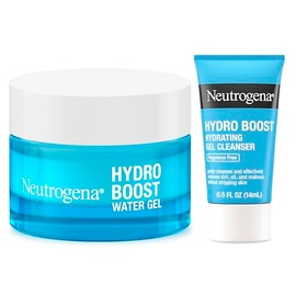 Neutrogena Hydro Boost - Crema hidratante en gel hidratante facial para pieles sensibles, 1.7 onzas líquidas más limpiador de gel hidratante, 0.5 onzas líquidas, sin alcohol ni fragancia, ácido hialurónico y rutina de hidratación diaria
