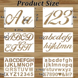50Pcs Letter Stencils for Painting on Wood, Reusable Calligraphy Alphabet and Number Stencils, Cursive Letter Templates for Wood Signs, Walls Art,Card Making and Scrapbook and DIY Crafts Decoration