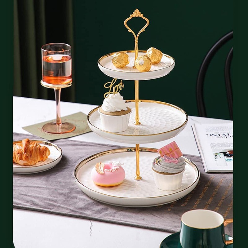 Aebor 3 Tier Round Porcelain Tiered Cupcake Stand, Tiered Serving