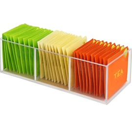 Tea Bag Organizer for Tea Bags Holder: Clear Tea Packet Storage for Drawer Pantry Kitchen Cabinet, Portable Tea Bar Accessories for Countertop Shelf, Well-Organized Storage for Kitchen Essentials