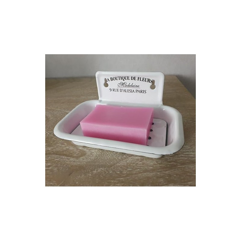 Soap Holder Soap Bowl and Metal Enamelled White - B16cm