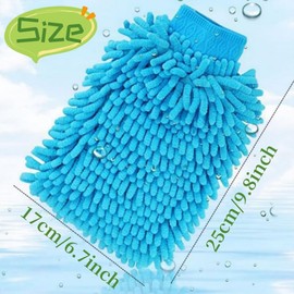 FUNNTY 2PCS Car Wash Mitt,Scratch-Free Car Wash Mitt,Microfiber Wash Mitt, Double-Sided Car Washing Gloves,for Car, Truck, SUV and More(Blue & Yellow)