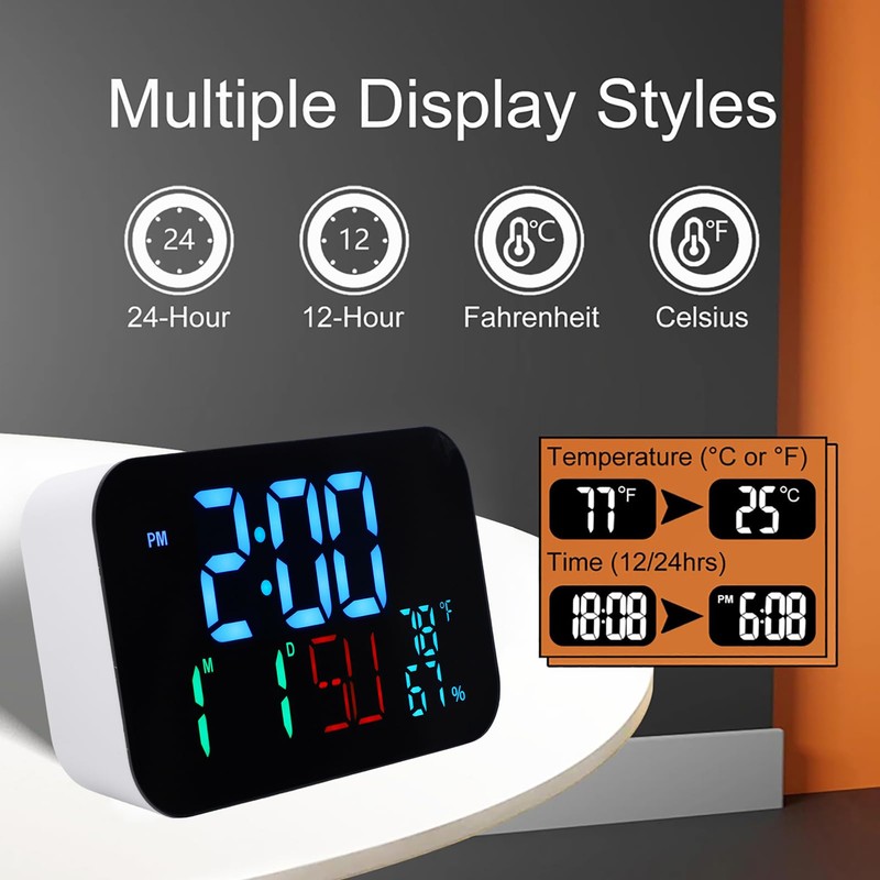 ZAICOLER Smart Clock Real Time Time, Date, Weekday Display Large