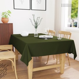Encasa XO Table Cloth Size 140x230 cm | Cotton Canvas Fabric | Leaf Green Solid Color | Dining Tablecloth For Decoration - Machine Washable