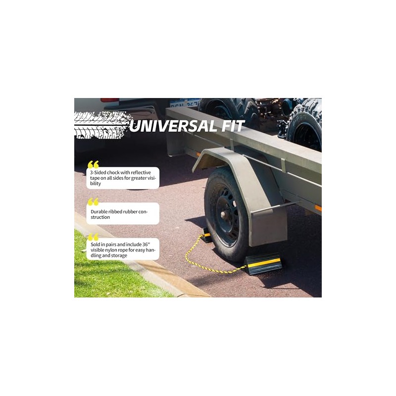 MaxxHaul 50019 Heavy Duty 3-Sided Rubber Wheel Chock with Yellow