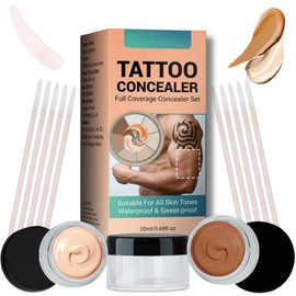 Professional Concealer,Tattoo Cover Up Makeup,Full Coverage Tattoo Concealer Cream,2 Color Buildable 3 Shades Scar Covering Makeup,Sweatproof Waterproof Natural BodyConcealer LegMakeup To Cover Vein