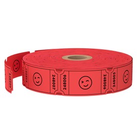 Methdic 1000 Smile Raffle Tickets Red, Single Roll, Ticket for Events, Entry, Class Reward, Fundraiser & Prizes