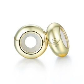 Lovans 925 Sterling Silver Spacer Beads for European Charms Bracelet Charms fit DIY Snake Charm Bracelet Necklace Charm Spacer Stopper for Women and Men (Gold Round)