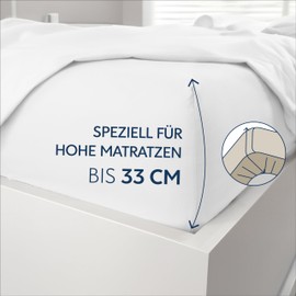 Dreamzie Fitted Sheet, 160 x 200 cm, High Bridge up to 33 cm, 100% Microfibre, White, Tested for Harmful Substances (Oeko Tex), Bed Sheet with Elasticated Band