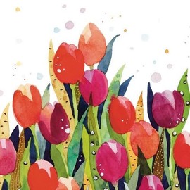 20 Napkins Flowers Tulips in Colourful Painting Table Decoration Paper Napkins with Motif Also for Decoupage and Decoupage 33 x 33 cm