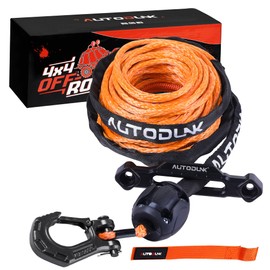 1/4" x 50ft Synthetic Winch Rope Kit with Protective Sleeve+Winch Fairlead+ Stopper+Hook, Orange