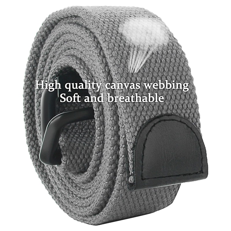 Bluecton Belt Men Plus Size Canvas Double D Ring Buckle