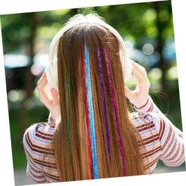 PACKOVE 20Pcs Colorful Hair Tinsel Extensions Sparkling Hair Strands for Braiding Vibrant Colors for Hair Ropes and Personal Style Exploration