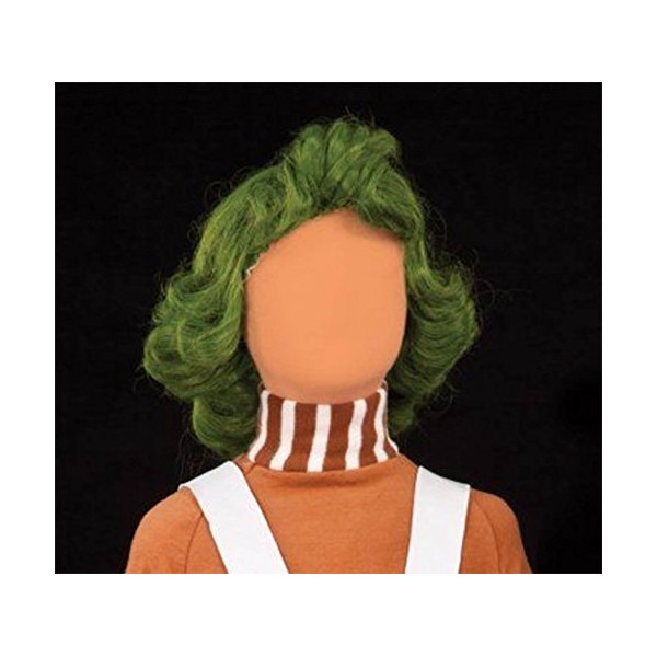 GrassVillage Child Oompa Loompa Chocolate Factory Worker Wig Facy Dress Accessory Green Hair For Kids