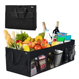 MIU COLOR Car Trunk Organizer, 70L Large Capacity Car Organizer, 12 Pockets with Non-Slip Bottom, Collapsible Multi Compartment Car Storage Organizer for Suv/Jeep/Sedan/Van, Black