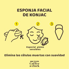 Beter - Esponja de limpieza facial de fibra vegetal Konjac con café - Modelo Coffee O'Clock, 1 pieza, 1,0 unidades