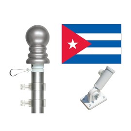2x3 Foot Cuba Polyester Flag Display Set Also Includes 1 Deluxe 4 Foot 2 Piece Spinner Flagpole and 1 Heavy Duty Mounting Bracket