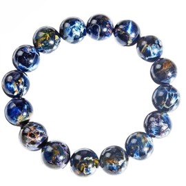 SEKDAQ Genuine Pietersite Stone Beads Bracelet Certified Pietersite Namibia Chatoyant Gemstone Crystal,Blue,10MM