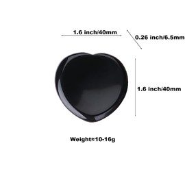 PodyDot 2PCS Heart Shaped Thumb Worry Stone for Anxiety,Black Obsidian Hand Carved Pocket Worry Stone,Polished Rubbing Stone Healing Heart Crystal Reiki Gemstone for Relief Stress.