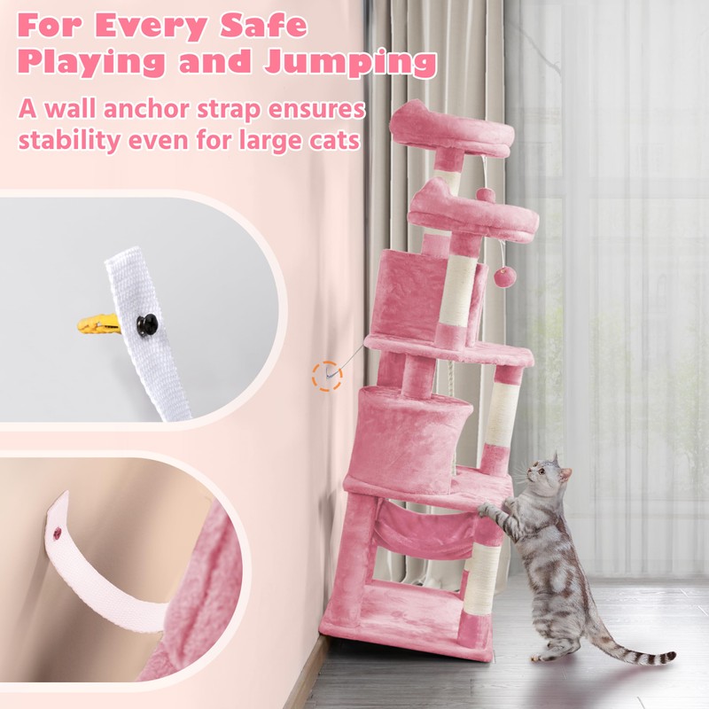 Yaheetech 62.2in Cat Tree, Large Cat Tower Cat Activity Center