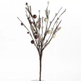 Factory Direct Craft Package of 6 Hand Wrapped Mocha and Creamy Berry with Burlap Accent Sprays