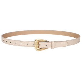 JASGOOD Women Leather Belts for Jeans Pants Soft Leather Waist Belt for Ladies Vintage Belt with Gold Buckle 0.9" Width