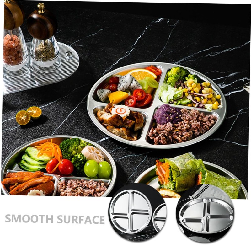 Ciieeo Stainless Steel Divided Plate Portion Control Plate for Adults
