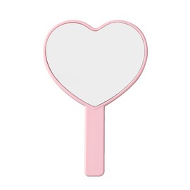 HugeDE Heart Shaped Mirrors Hand Cosmetic Mirrors Handheld Makeup Mirrors Cute Travel Mirrors Lightweight Portable Mirrors with Handle Pink
