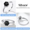925 Sterling Silver Black CZ Solitaire Ring Womens Crystal Engagement