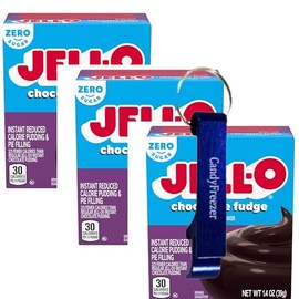 Instant Pudding & Pie Filling Mix,1 oz Box (Pack of 3) with Candy Freezer Bottle Opener Keychain (Zero Sugar Chocolate Fudge) - Keychain