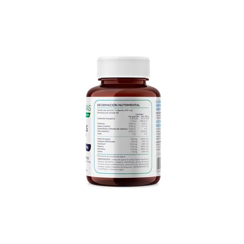 MegaBiotic Enzimas Digestivas Papaína, Bromelin|60 cápsulas|600mg p/porción