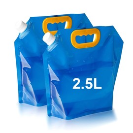 Ruayia Pack of 2 Foldable Water Canisters, 2.5 L Foldable Water Container, Folding Canister Drinking Water with Carry Handle, Water Container with Tight Lid for Outdoor Camping Hiking Picnics (Blue)