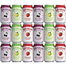 Grocerama Waterloo Sparkling Water Variety Pack - Black Cherry, Lemon-Lime, Strawberry, 18 pk./12 oz.