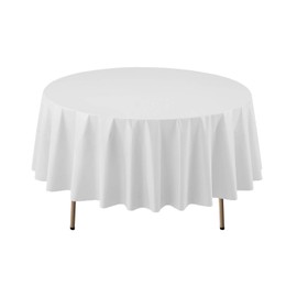 Party Essentials Disposable Heavy Duty 84" Round Plastic Table Cover/Tablecloth, 3-Count, White