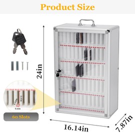 AIWFL Classroom Cell Phone Holder Aluminum Alloy Cell Phones Storage Cabinet Wall Mounted Cell Phone Locker Cell Phone Box for Classroom Office Gym (60 Slots)