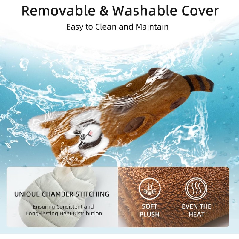 Red Panda Heating Pad Microwavable, 17"x8" Cozy Plush, Weighted Stuffed