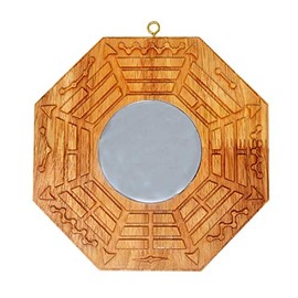 fengshuisale Feng Shui Peach Wood Bagua Mirrors Pakua 6 Inch W Red String Bracelet (Convex 6inch)