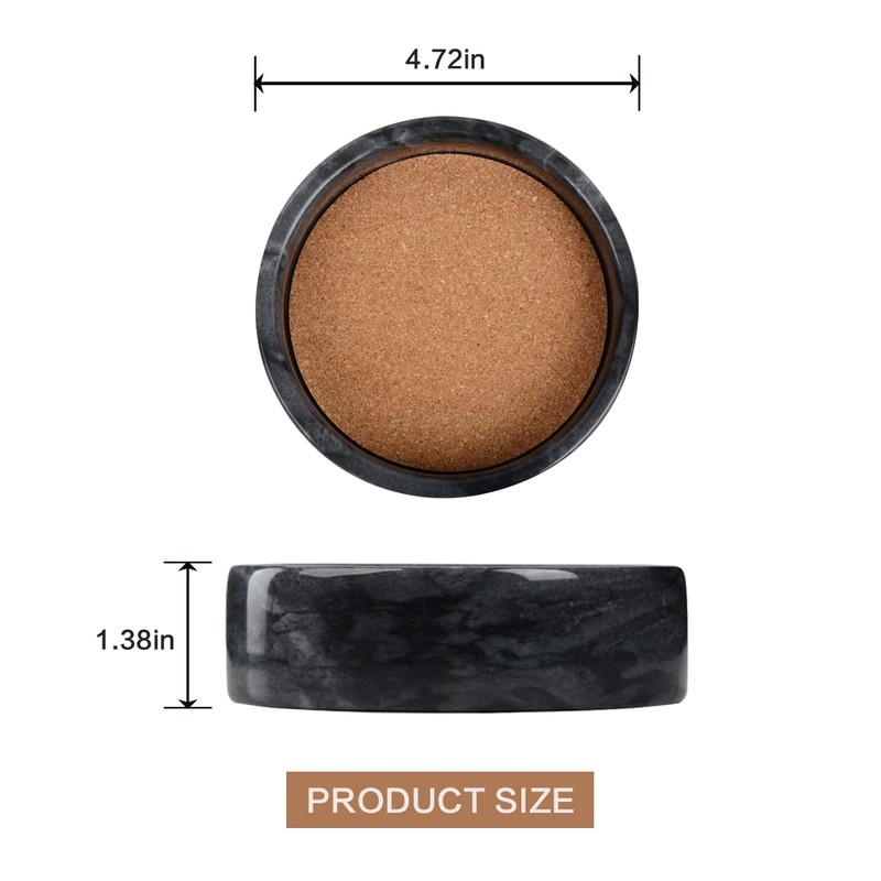SIPARUI Marble Wine Bottle Coaster with Absorbent Cork Spacer for