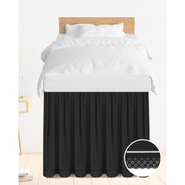 Mindsoft Twin-XL/36'' Drop Extended Dorm Room Bed Skirt Microfiber College Long Extra Bed Skirts Twin XL Skirt for College Dorm Decor (Black)