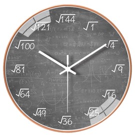 QINFIEY 12 Inch Math Wall Clock Silent Non Ticking Movement Quality Quartz Wall Clock for Home/Kitchen/Office/Classroom/School/Living Room Wall Decorations (Gray)