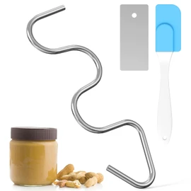 Wihteuy Peanut Butter Stirrer, Stainless Steel Peanut Butter Mixer Tool, Belongs To Professional Peanut Butter Stirrer Tool, Used For Mixing Butter And Jam, 2025 Version With Silicone Spatula