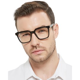 MARE AZZURO Large Reading Glasses 1.5+ Men Oversized Readers 1.0 1.25 1.5 1.75 2.0 2.25 2.5 2.75 3.0 3.5 4.0 5.0 6.0 (Black, 1.50)