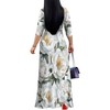 Women's Casual Floral Maxi Dresses V Neck 3/4 Sleeve Tie