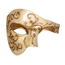 LMK Venetian Mardi Gras Phantom of the Opera Half Face Mask, Gold & Black Jester Pattern, Perfect for Adults & Teens