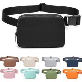 Unisex Mini Belt Bag with Adjustable Strap Crossbody Waist Bag for Workout Shopping Travelling Hiking (Black)