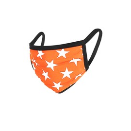 Washable Reusable Cotton Face Mask Pack of 3 Print STAR NEONBRIGHTORANGEIVORY