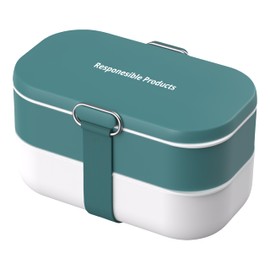 Responsible Products Leak Resistant Bento Box with Tableware for Adult - Teens, Insulated Lunch Box for Women - Men - Girls - Boys, BPA Free, Dishwasher Safe, Microwave Safe, Freezer Safe, 46 oz
