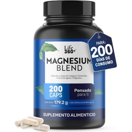 LIFE 360 Magnesium Blend  Óxido, Glicinato, Gluconato y Citrato 400 caps