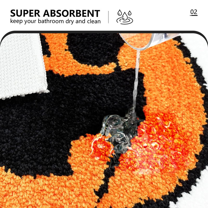 APROPHIC Halloween Bath Mat Non-Slip, Black Cat Ghost Pumpkin Super